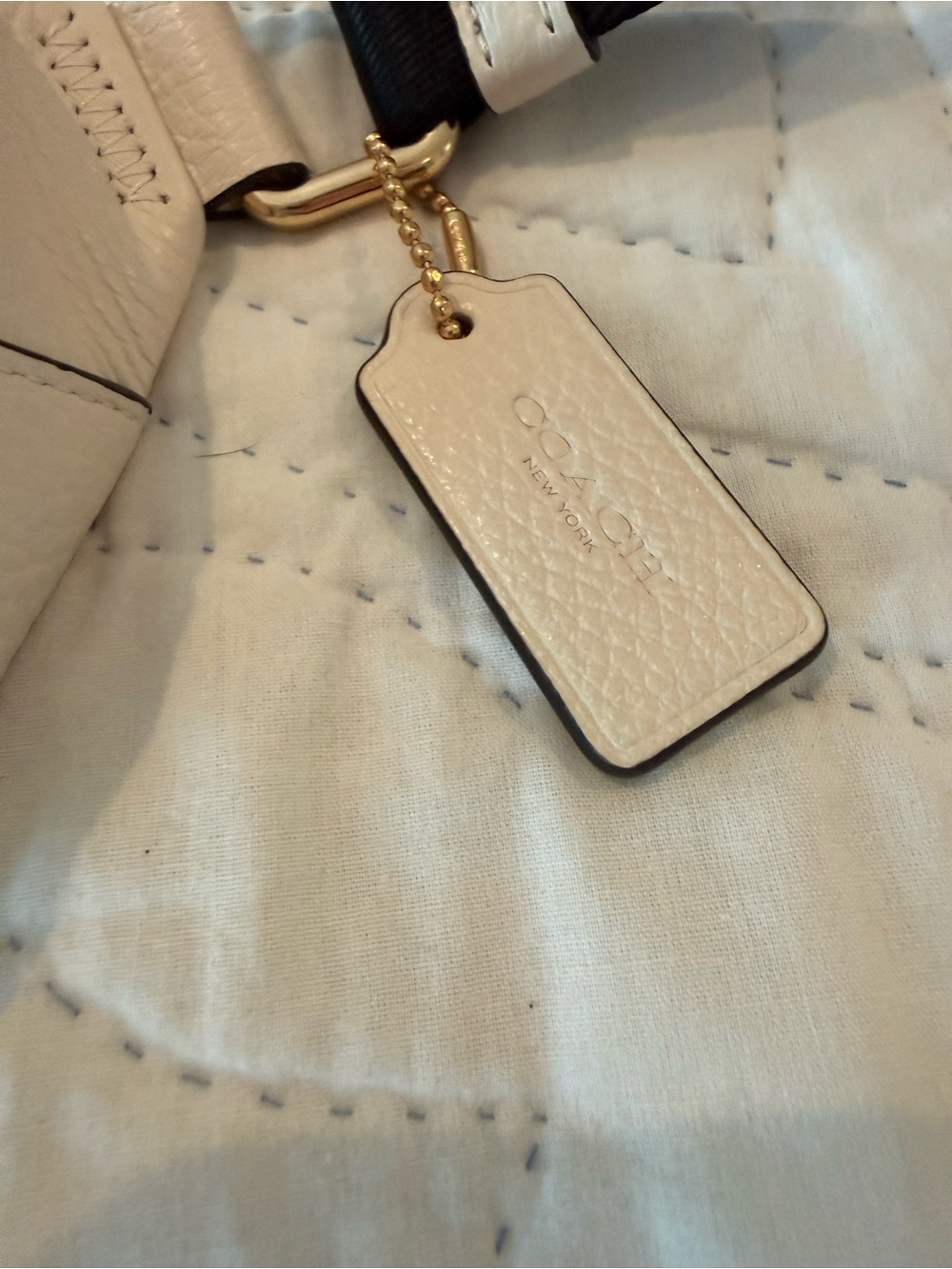 Coach White Pebbled Leather Crossbody Belt Bag with Black Strap - Picture 7 of 13